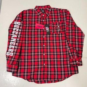 Tampa Bay Buccaneers Bucs FOCO Flannel Plaid Long Sleeve Button Up Shirt Pocket